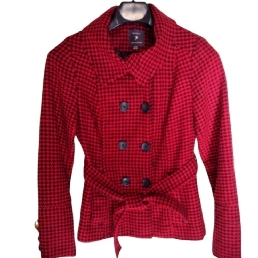 Forever 21 Red Houndstooth Double Breasted Jacket